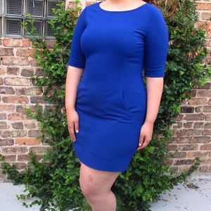 Tahari Royal Blue Short Sleeve Dress w/ Pockets